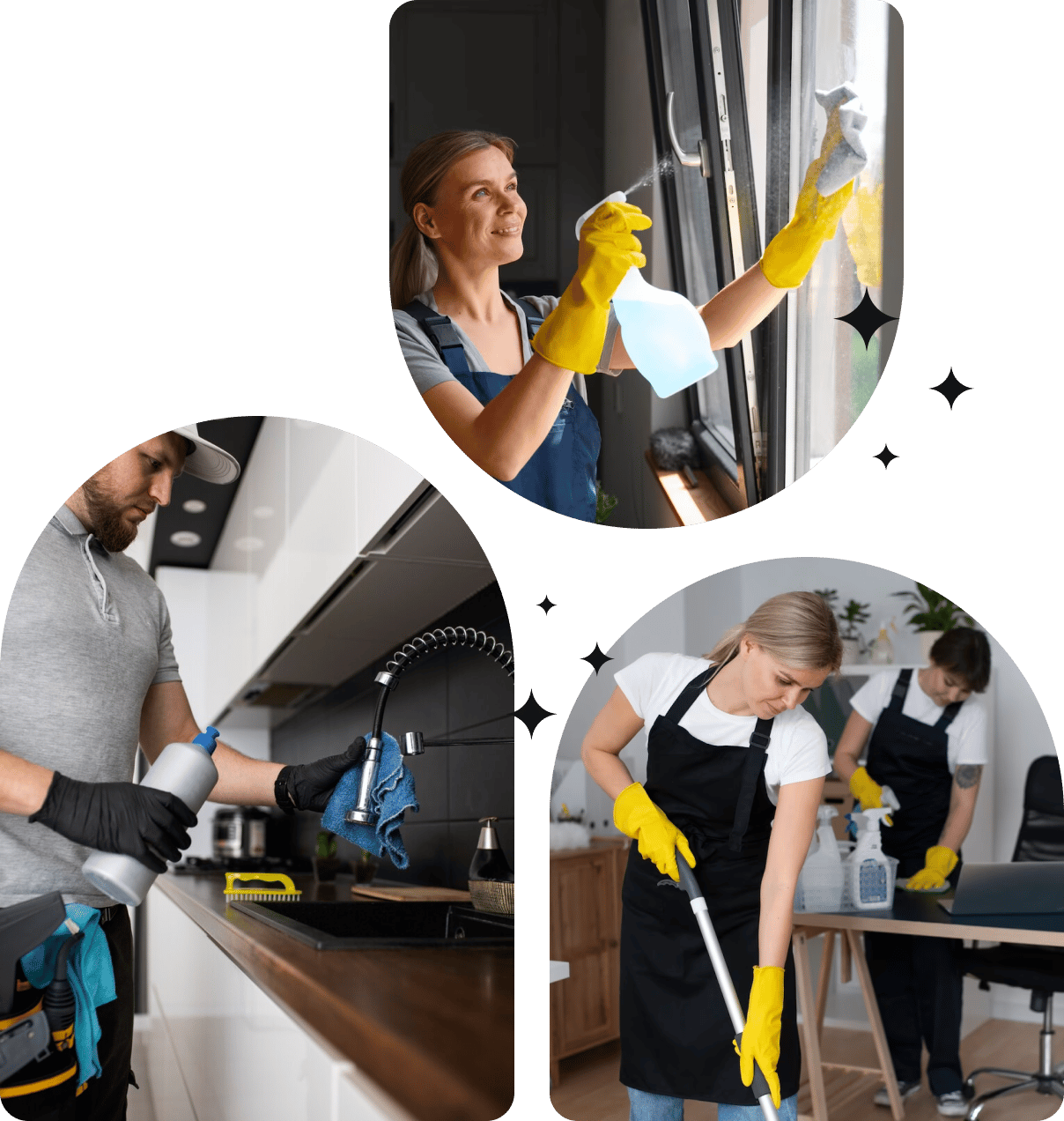 three pictures of how cleaning services